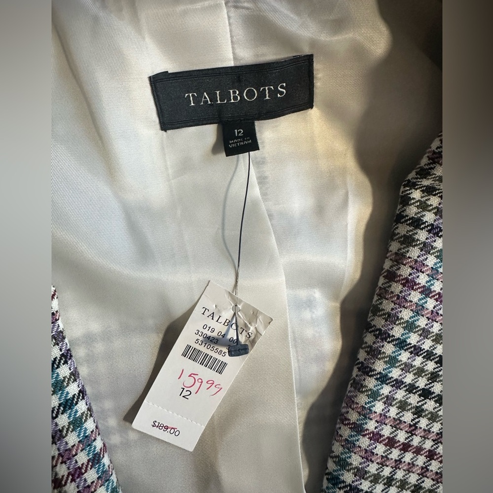 Talbots Houndstooth Blazer Size 12 NWT Western Preppy Plaid Jacket Classic - Picture 7 of 9
